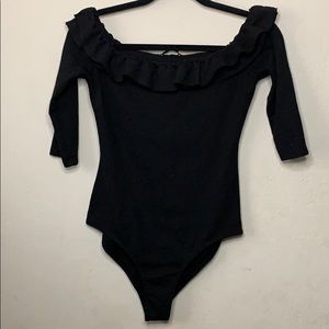 Zara black ruffle bodysuit